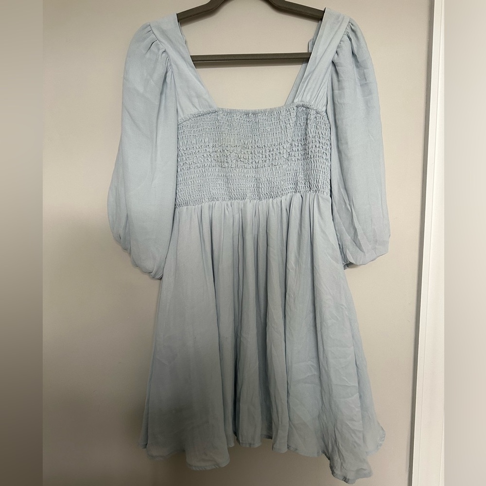 Pastel Blue 3/4 Sleeved Dress